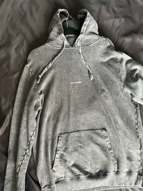 Saint Laurent Washed Charcoal Black Pullover Hoodie